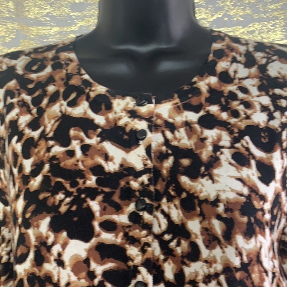Cable&Gauge Brown/Cream Animal Print Cardigan/Sweater Size L - Picture 5 of 12
